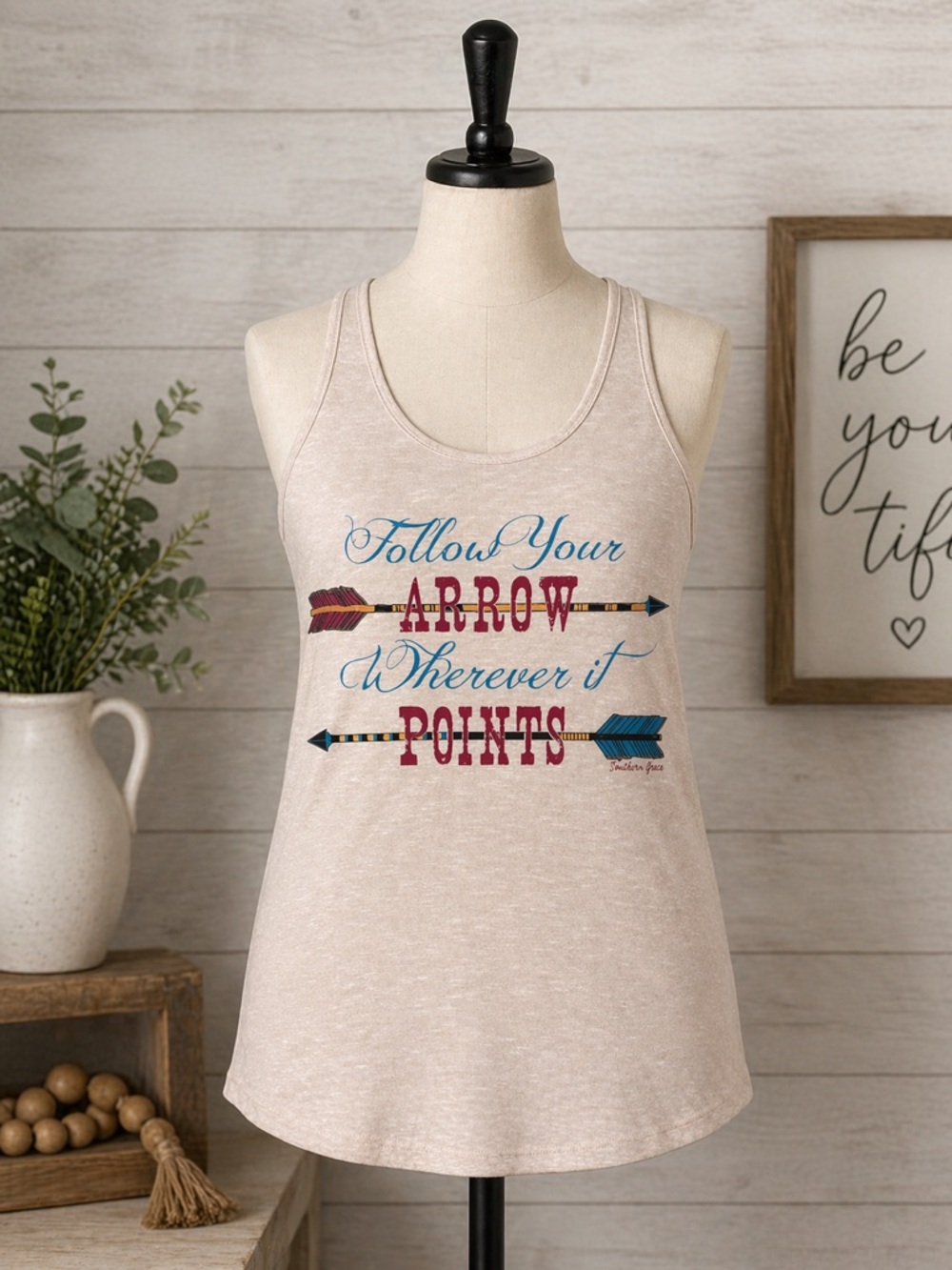 Southern Grace NWOT Beige Racerback Tank Top, Size: Large
